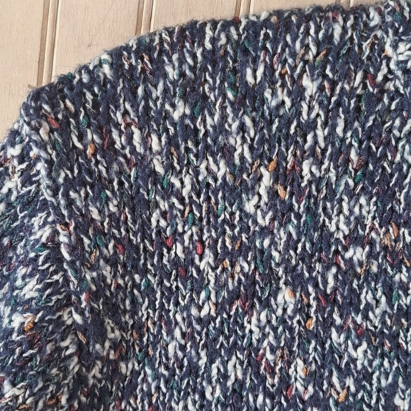 Christopher & Banks Cotton/Wool Blend Marble Multi Relaxed 1/4 Zip Knit Pullover - Picture 3 of 9